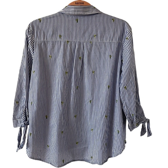Andrew Marc Cactus Embroidered Button Down Striped Shirt Size Medium - Picture 2 of 6